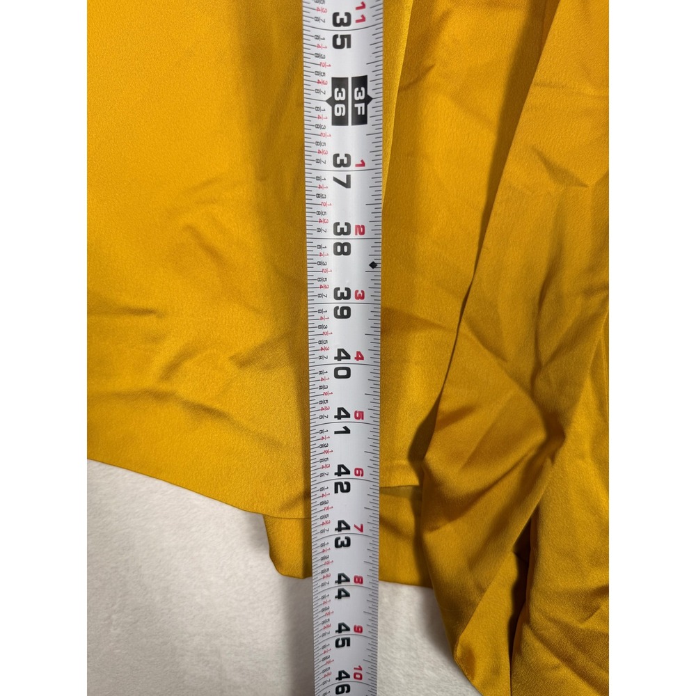 J.Crew Womens XXL Mustard Yellow Satin Wrap Dress Short Sleeve Pockets Lined - Picture 8 of 8